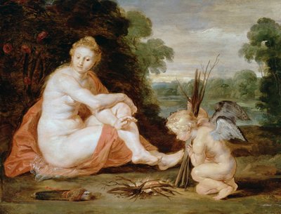 Venus und Amor wärmen sich von Peter Paul Rubens